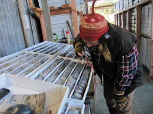 Sam's Creek core logging.