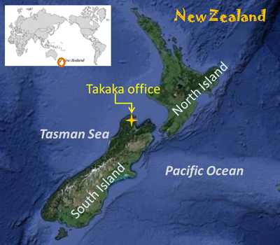 Location of head office on map of New Zealand.